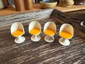 Lot of 4 Vintage 1970s Fisher-Price Dollhouse Miniature Modern Tulip Chairs